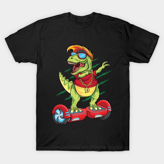 Dabbing Dinosaur Skater Electric Self Balancing Hoverboard T-Shirt by UNXart